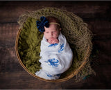 Gift Set: Blue Crab Baby Muslin Swaddle Blanket and Burp Cloth/Bib Combo from Little Hometown