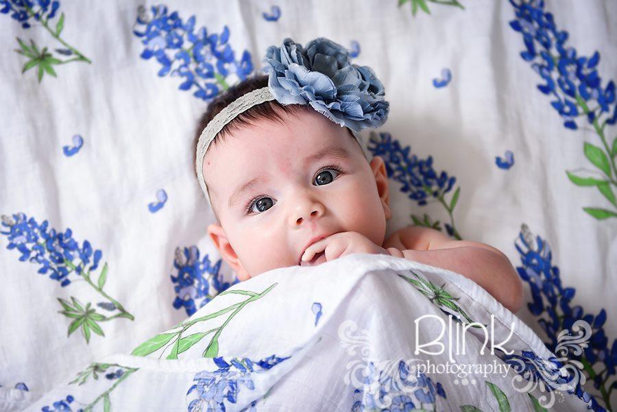 Gift Set: Bluebonnets Baby Muslin Swaddle Blanket and Burp Cloth/Bib Combo from Little Hometown