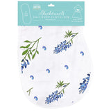 Gift Set: Bluebonnets Baby Muslin Swaddle Blanket and Burp Cloth/Bib Combo from Little Hometown