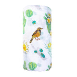 Gift Set: Cactus Blossom Baby Muslin Swaddle Blanket and Burp/Bib Combo from Little Hometown