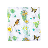 Gift Set: Cactus Blossom Baby Muslin Swaddle Blanket and Burp/Bib Combo from Little Hometown