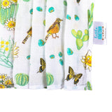 Gift Set: Cactus Blossom Baby Muslin Swaddle Blanket and Burp/Bib Combo from Little Hometown