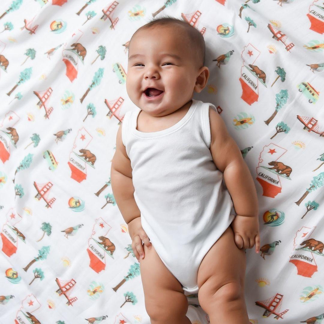 Gift Set: California Baby Muslin Swaddle Blanket and Burp Cloth/Bib Combo from Little Hometown
