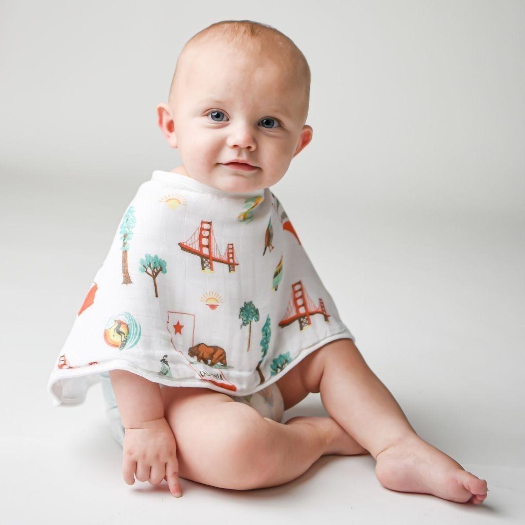Gift Set: California Baby Muslin Swaddle Blanket and Burp Cloth/Bib Combo from Little Hometown