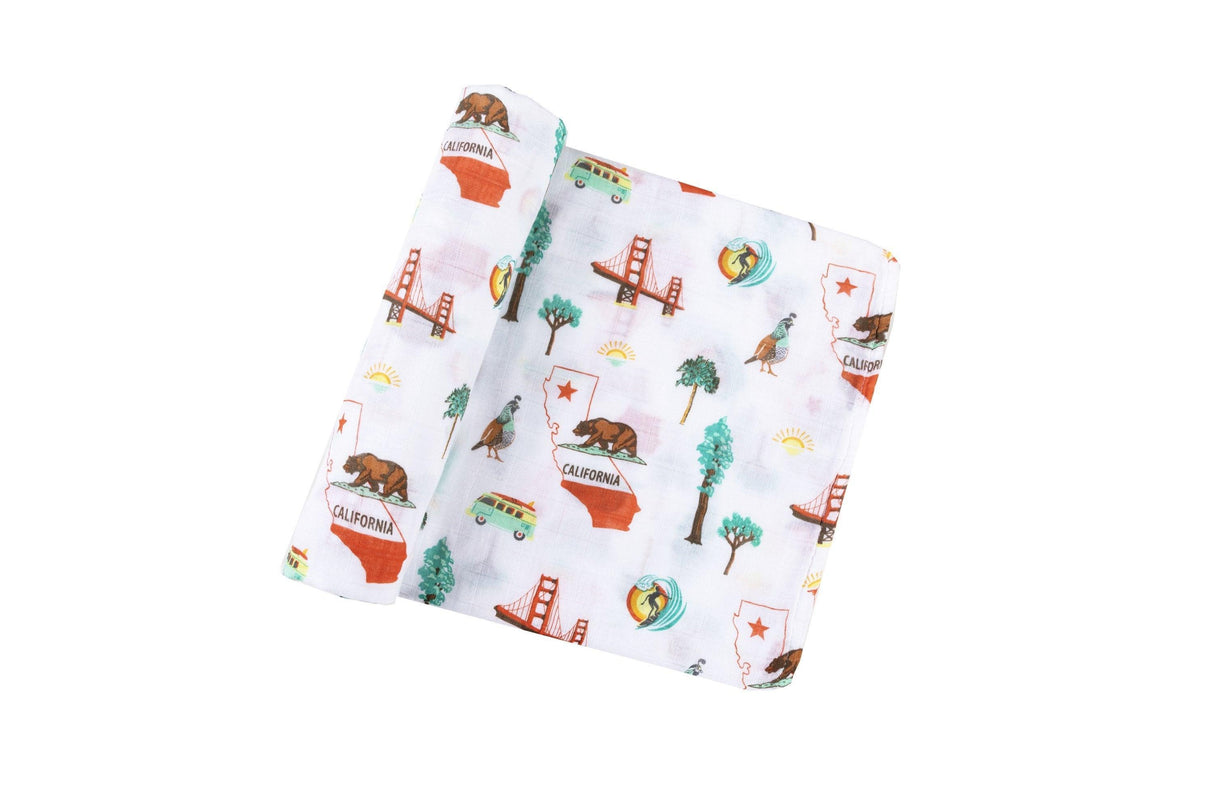 Gift Set: California Baby Muslin Swaddle Blanket and Burp Cloth/Bib Combo from Little Hometown