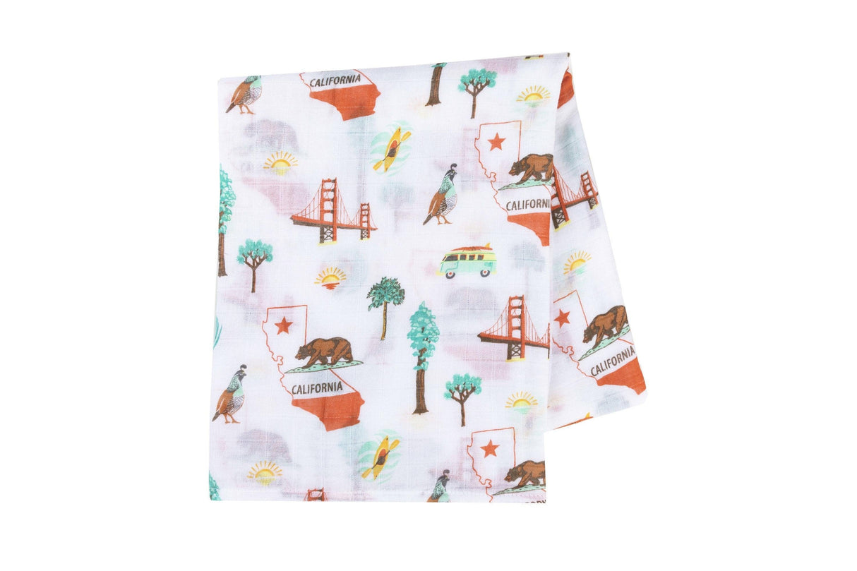 Gift Set: California Baby Muslin Swaddle Blanket and Burp Cloth/Bib Combo from Little Hometown