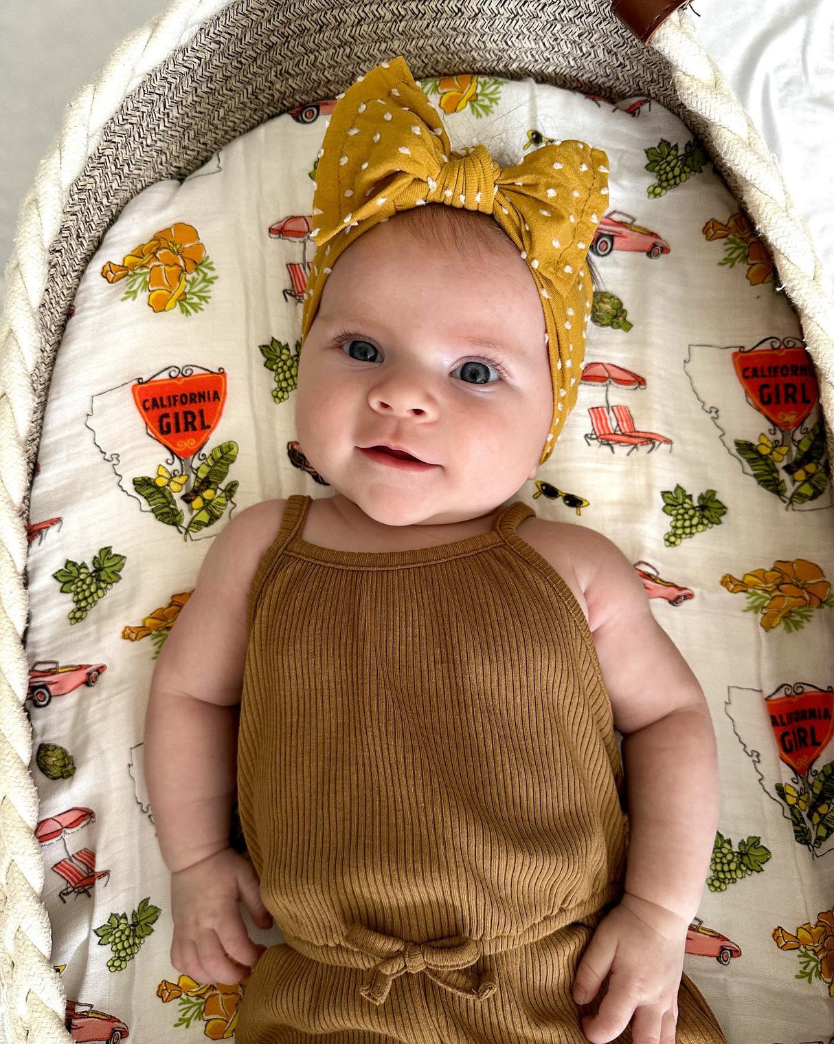 Gift Set: California Girl Muslin Swaddle Blanket and Burp Cloth/Bib Combo from Little Hometown
