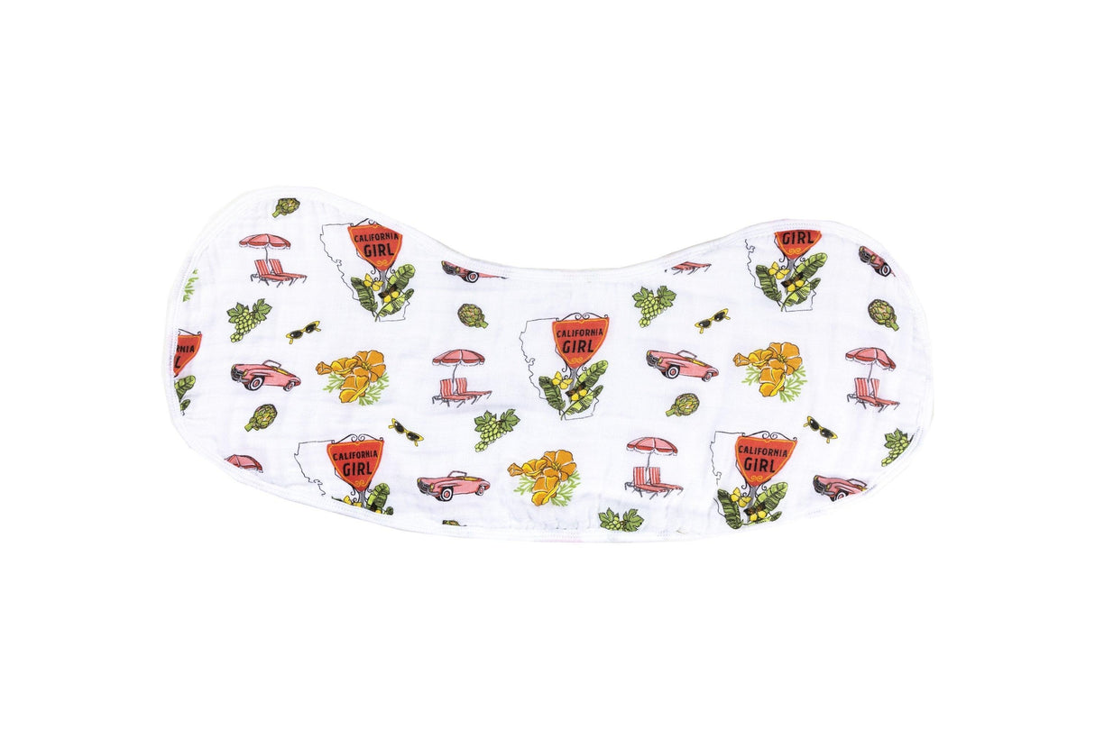 Gift Set: California Girl Muslin Swaddle Blanket and Burp Cloth/Bib Combo from Little Hometown