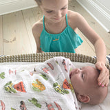 Gift Set: California Girl Muslin Swaddle Blanket and Burp Cloth/Bib Combo from Little Hometown