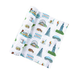 Gift Set: Chicago Baby Muslin Swaddle Blanket and Burp Cloth/Bib Combo from Little Hometown