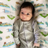 Gift Set: Chicago Baby Muslin Swaddle Blanket and Burp Cloth/Bib Combo from Little Hometown