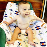 Gift Set: Colorado Baby Muslin Swaddle Blanket and Burp Cloth/Bib Combo from Little Hometown