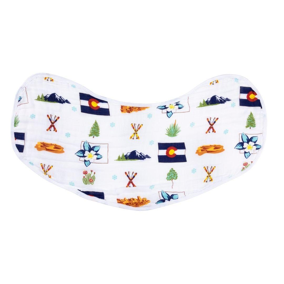 Gift Set: Colorado Baby Muslin Swaddle Blanket and Burp Cloth/Bib Combo from Little Hometown