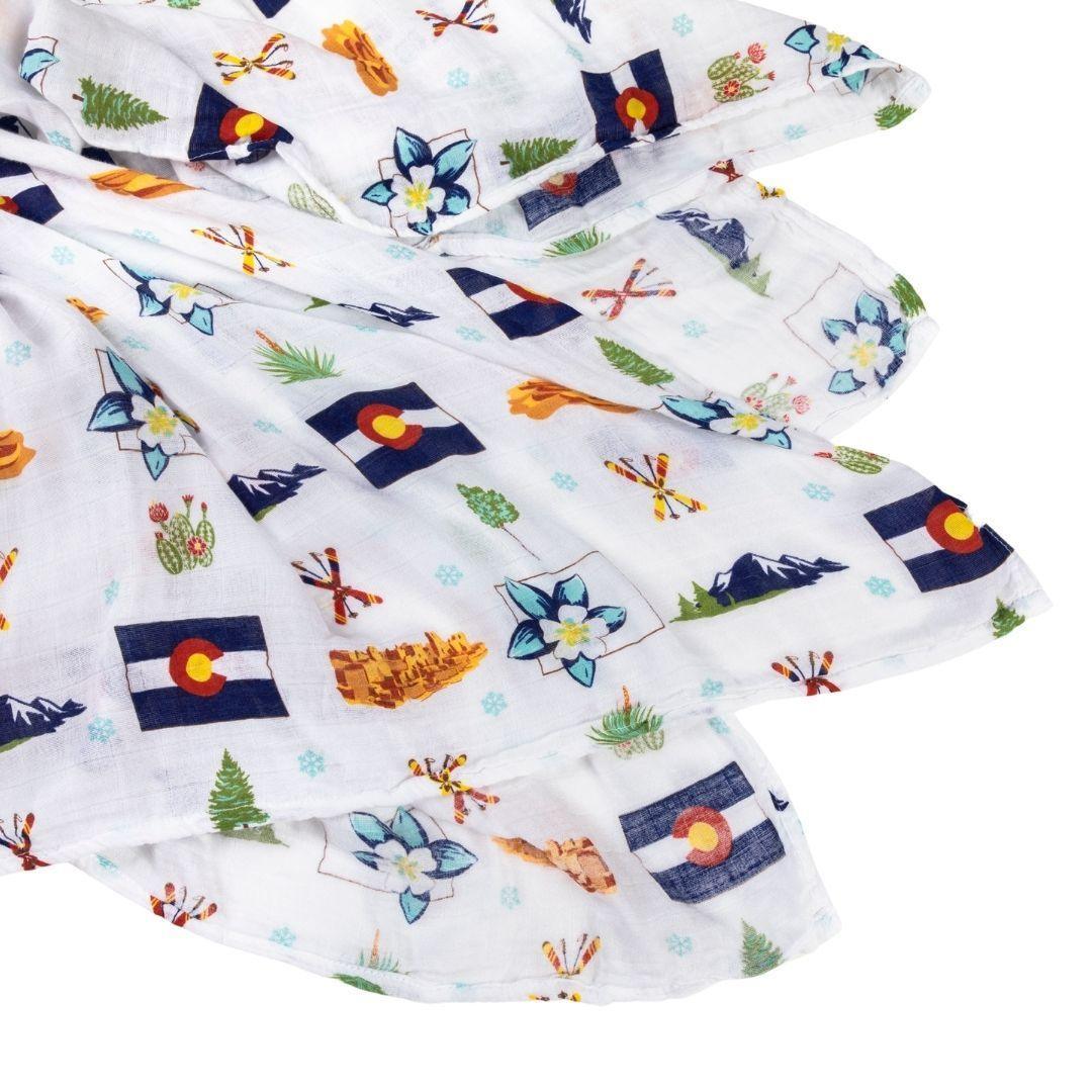 Gift Set: Colorado Baby Muslin Swaddle Blanket and Burp Cloth/Bib Combo from Little Hometown