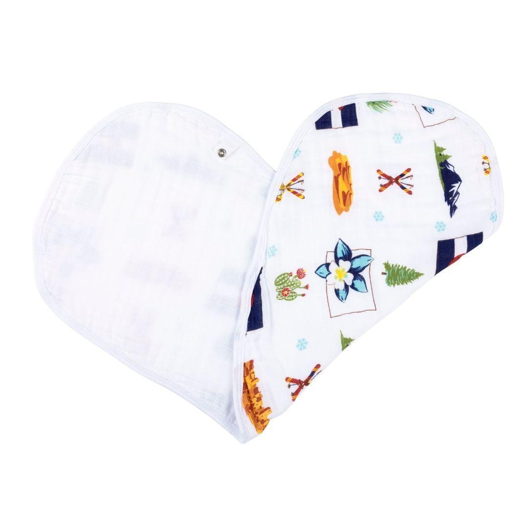 Gift Set: Colorado Baby Muslin Swaddle Blanket and Burp Cloth/Bib Combo from Little Hometown