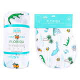 Gift Set: Florida Baby Muslin Swaddle Blanket and Burp Cloth/Bib Combo from Little Hometown