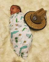 Gift Set: Florida Baby Muslin Swaddle Blanket and Burp Cloth/Bib Combo from Little Hometown