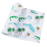 Gift Set: Florida Baby Muslin Swaddle Blanket and Burp Cloth/Bib Combo from Little Hometown