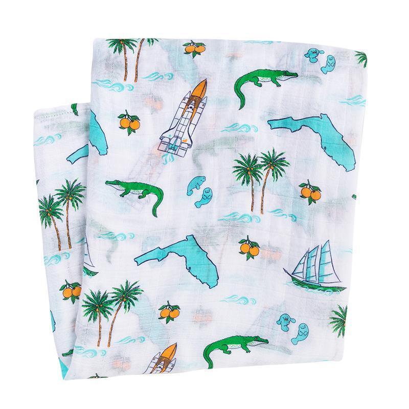 Gift Set: Florida Baby Muslin Swaddle Blanket and Burp Cloth/Bib Combo from Little Hometown
