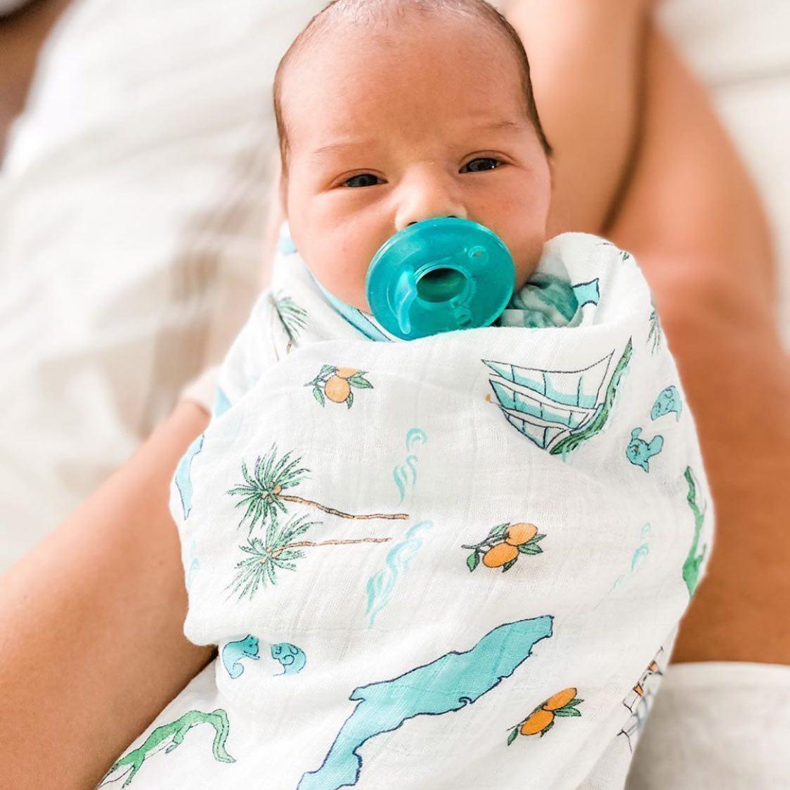 Gift Set: Florida Baby Muslin Swaddle Blanket and Burp Cloth/Bib Combo from Little Hometown