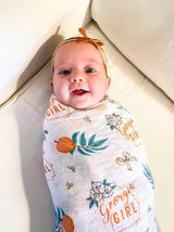 Gift Set: Georgia Girl Muslin Swaddle Blanket and Burp Cloth/Bib Combo from Little Hometown
