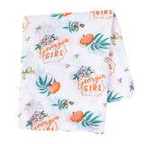 Gift Set: Georgia Girl Muslin Swaddle Blanket and Burp Cloth/Bib Combo from Little Hometown