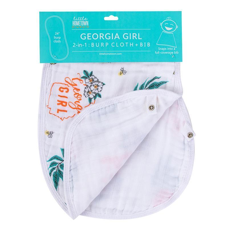 Gift Set: Georgia Girl Muslin Swaddle Blanket and Burp Cloth/Bib Combo from Little Hometown