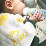 Gift Set: Hey Y'all Baby Muslin Swaddle Blanket and Burp Cloth/Bib Combo from Little Hometown