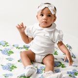 Gift Set: Hydrangeas Baby Muslin Swaddle Blanket and Burp Cloth/Bib Combo from Little Hometown