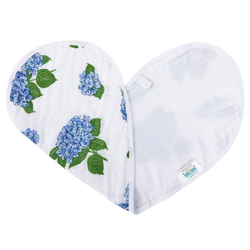 Gift Set: Hydrangeas Baby Muslin Swaddle Blanket and Burp Cloth/Bib Combo from Little Hometown