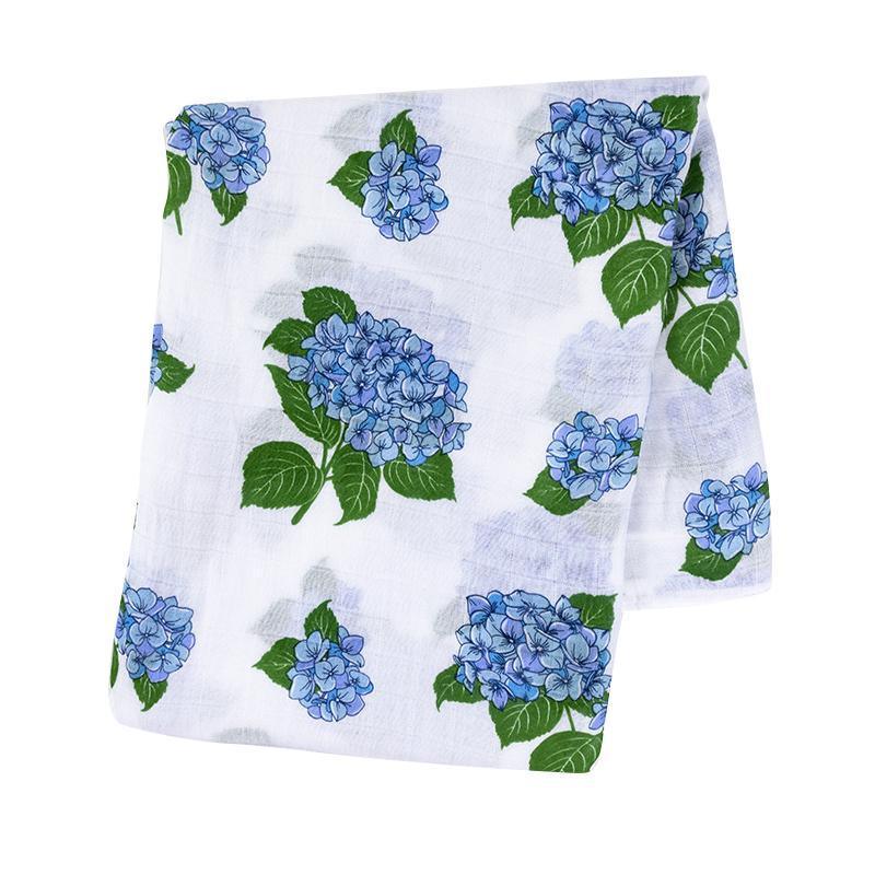 Gift Set: Hydrangeas Baby Muslin Swaddle Blanket and Burp Cloth/Bib Combo from Little Hometown