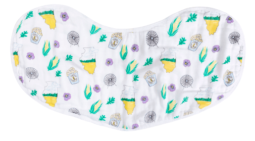 Gift Set: illinois Baby Muslin Swaddle Blanket and Burp Cloth/Bib Combo from Little Hometown