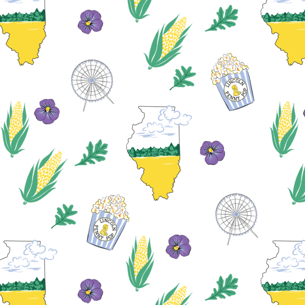 Gift Set: illinois Baby Muslin Swaddle Blanket and Burp Cloth/Bib Combo from Little Hometown