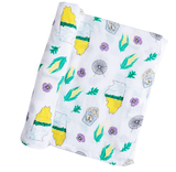 Gift Set: illinois Baby Muslin Swaddle Blanket and Burp Cloth/Bib Combo from Little Hometown