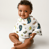 Gift Set: Indiana Baby Muslin Swaddle Blanket and Burp Cloth/Bib Combo from Little Hometown
