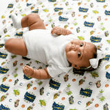 Gift Set: Indiana Baby Muslin Swaddle Blanket and Burp Cloth/Bib Combo from Little Hometown