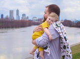 Gift Set: Indiana Baby Muslin Swaddle Blanket and Burp Cloth/Bib Combo from Little Hometown