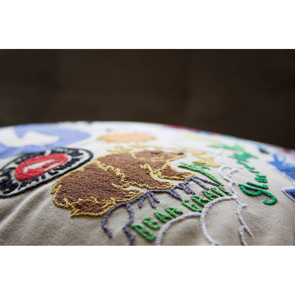 Glacier Park Hand-Embroidered Pillow from Quirks!