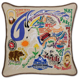 Glacier Park Hand-Embroidered Pillow from Quirks!