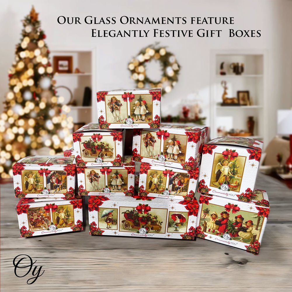 Classic Winter Snowman Set of 4 Glass Christmas Ornaments, Nostalgic Holiday Collection Set from OrnamentallyYou