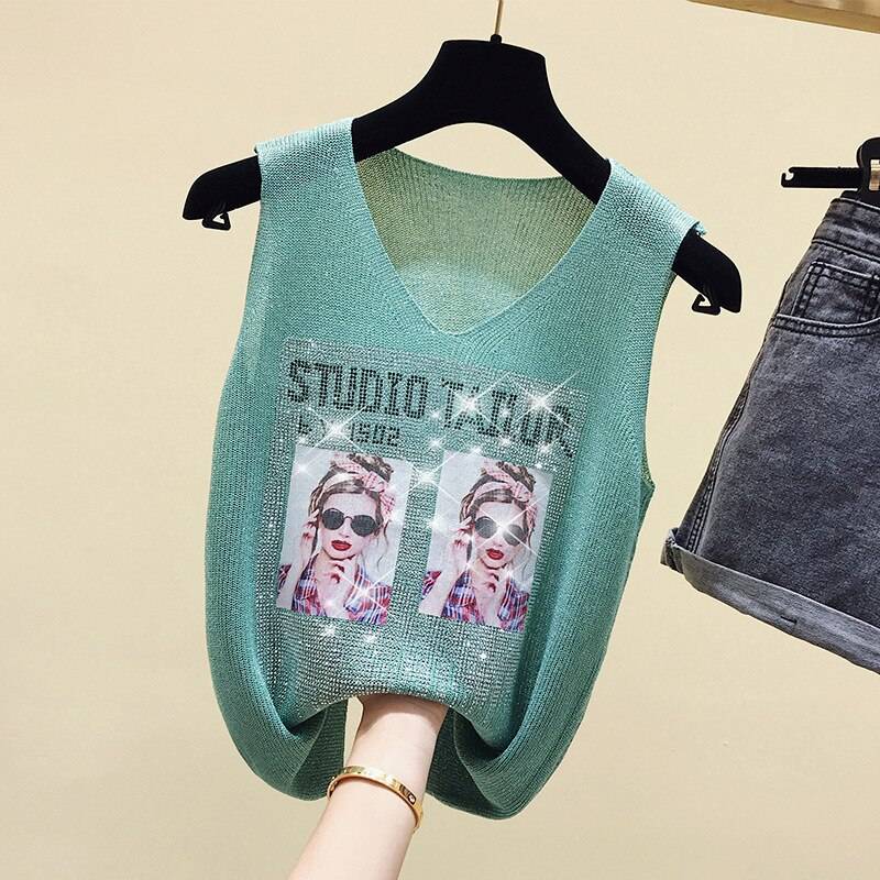 Glitter Print Tank Top From Kawaii Stop