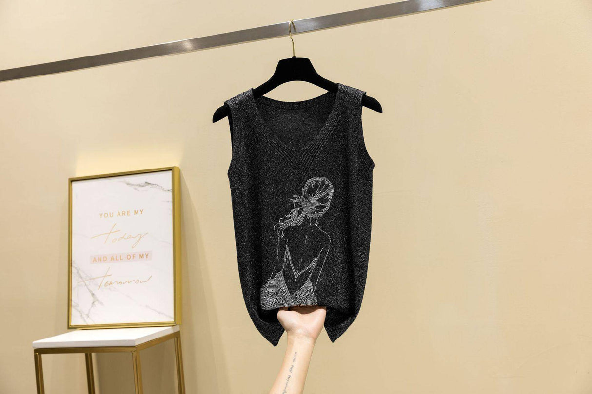 Glitter Print Tank Top From Kawaii Stop
