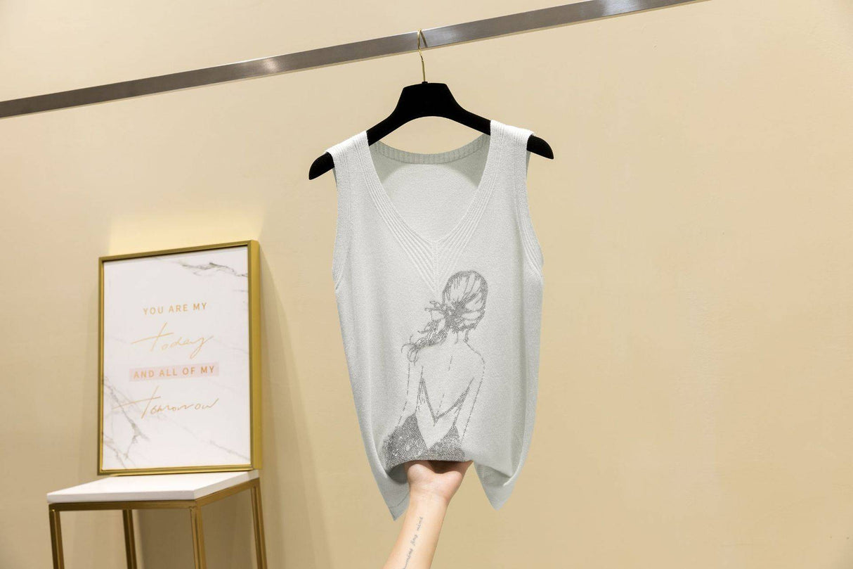 Glitter Print Tank Top From Kawaii Stop