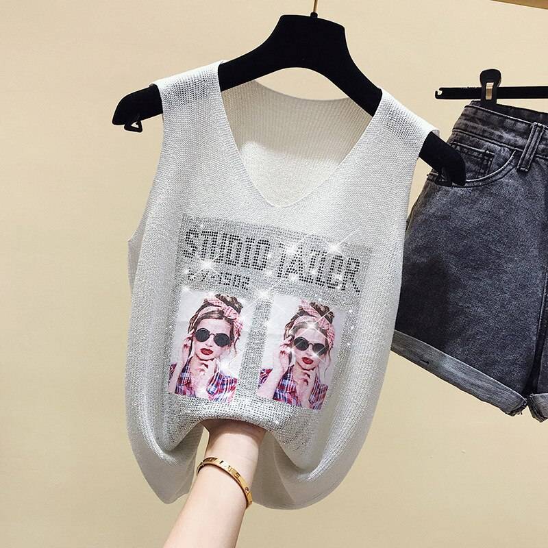 Glitter Print Tank Top From Kawaii Stop