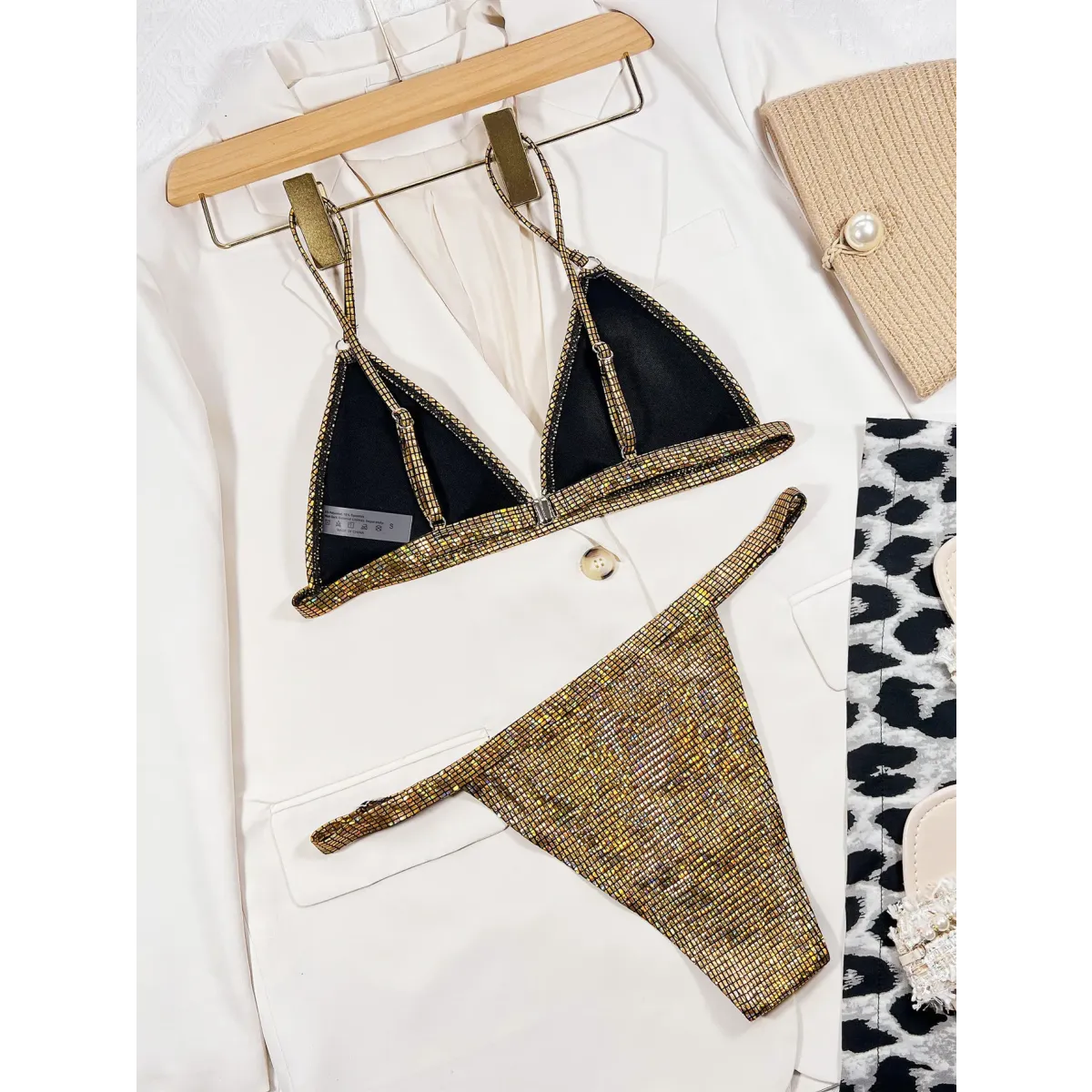 Glitter Sequin Bikini Set – Metal Ring Thong Swimwear from Kawaii Stop