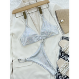 Glitter Sequin Bikini Set – Ring Detail Thong Swimwear from Kawaii Stop