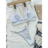 Glitter Sequin Bikini Set – Ring Detail Thong Swimwear from Kawaii Stop
