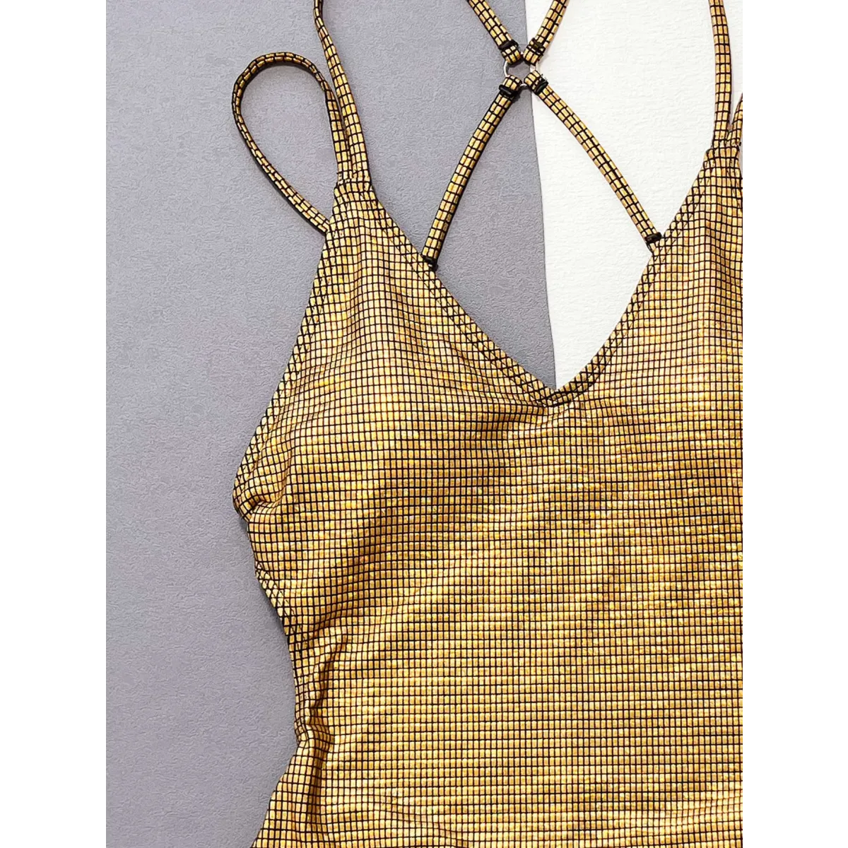 Glitter Sequin One-Piece Swimsuit – Crisscross Back Swimwear from Kawaii Stop