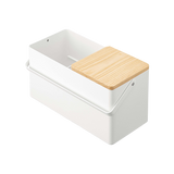 Makeup Organizer with Mirror - Steel + Wood from Yamazaki Home