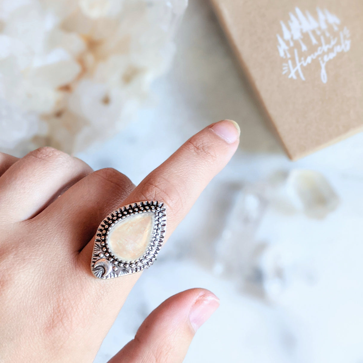 Moonlight Ring | Rainbow Quartz Crystal from Hiouchi Jewels
